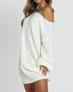 FOURBASIX Cold Shoulder Knit Sweater Dress
