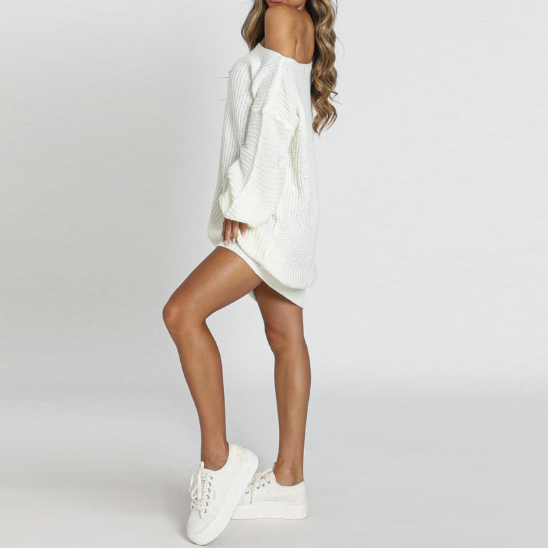 FOURBASIX Cold Shoulder Knit Sweater Dress FOUR Clothing Co. FOURBASIX Cold Shoulder Knit Sweater Dress FOUR Clothing Co.