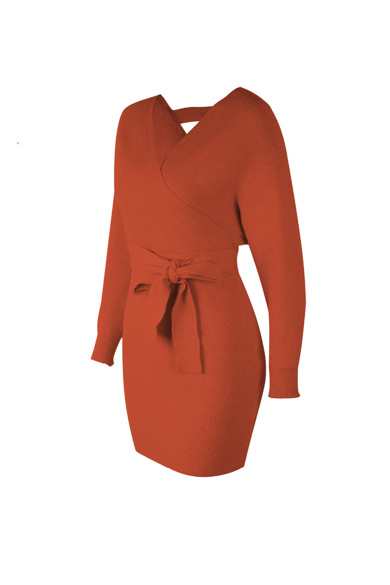 orange sweater dress near me Mockneck Sweater Dress
