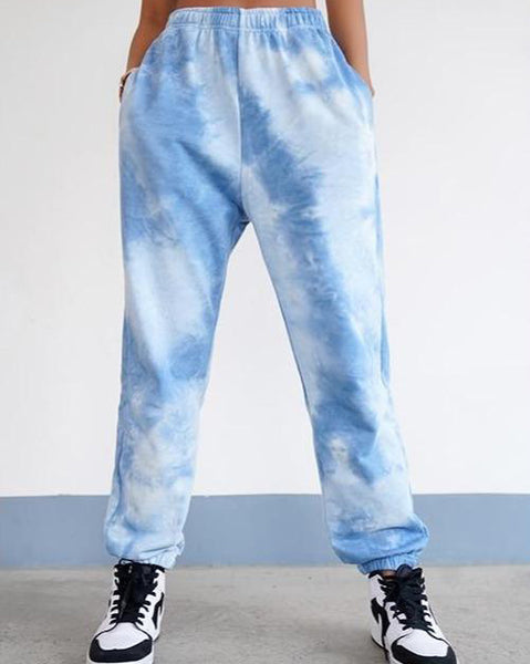 White and blue tie dye online sweatpants